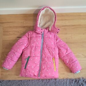 Mini Boden Tickled Pink Confetti Stars Padded Convertible Vest + Jacket 6-7 Year